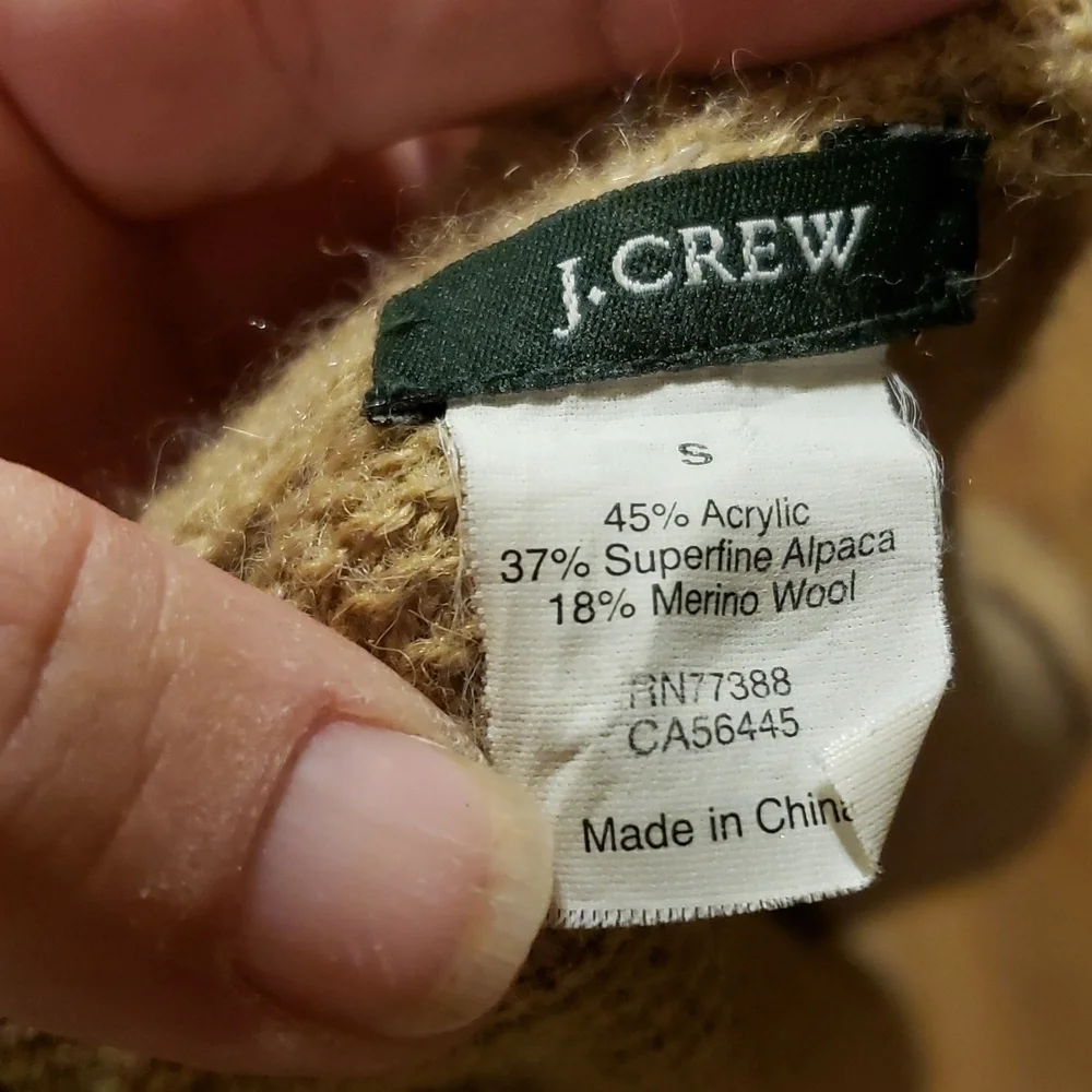 J crew tan alpaca blend short sleeve sweater